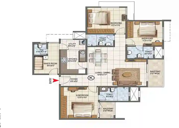 Godrej Ananda Phase 2 - 3 Bhk floor plan